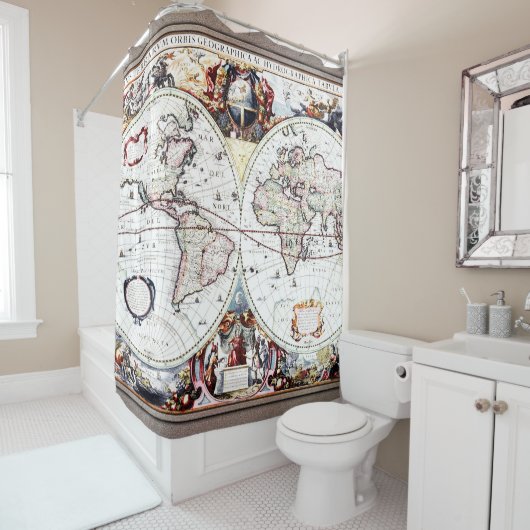 Rideaux De Douche Nova Totius Terrarum Orbis par Henricus Hondius II (En situation)