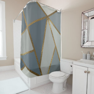 Rideaux De Douche Nuances de gris Or Bronze Géométrique Neutre