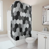 Rideaux De Douche Nuances d'hexagone géométrique noir et blanc (En situation)