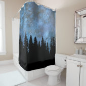 Rideaux De Douche Nuit de la forêt de pins (En situation)