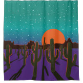 Rideaux De Douche Nuit en Arizona Désert Saguaro Cactus (Devant)