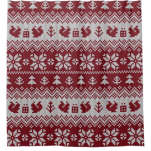 Rideaux De Douche Nuit, Noël, écureuils, motif vintage. (Devant)