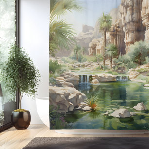 Rideaux De Douche Oasis du Canyon Aquarelle