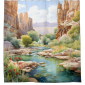 Rideaux De Douche Oasis du Canyon Aquarelle (Devant)