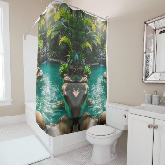 Rideaux De Douche Oasis tropicale - Vibrant (En situation)