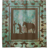 Rideaux De Douche Occidental Priant Cowboy Et Cheval (Devant)