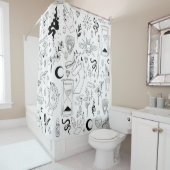 Rideaux De Douche occult mystical esoteric witchcraft crystals white (En situation)