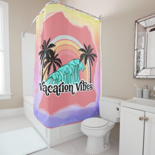 Rideaux De Douche Ocean Beach Arc en arc-en-ciel Palm Trees Vacances (En situation)