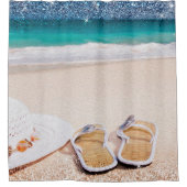 Rideaux De Douche Ocean Beach Waves Sandals Sunhat (Devant)