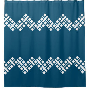 Rideaux De Douche Océan bleu et blanc Mono Zig Zag