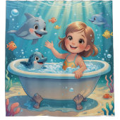 Rideaux De Douche Ocean Bliss Bath Time fille dauphins mignons (Devant)