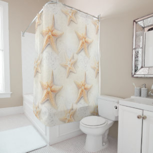 Rideaux De Douche Ocean Cream Peach Beach Starfish