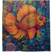 Rideaux De Douche Océan de poisson Whimsical (Devant)
