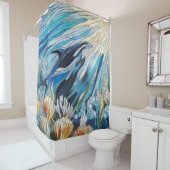 Rideaux De Douche Ocean Life - Digital Art Mosaic (En situation)