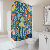 Rideaux De Douche Océan lunaire de poisson et de Kelp (En situation)