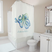 Rideaux De Douche Océan octopus bleu côtier (En situation)