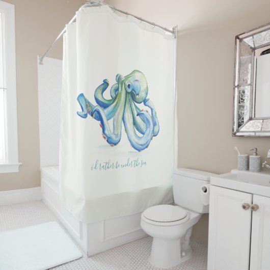 Rideaux De Douche Océan octopus bleu côtier (En situation)