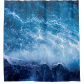Rideaux De Douche Océan - Vagues bleu foncé (Devant)