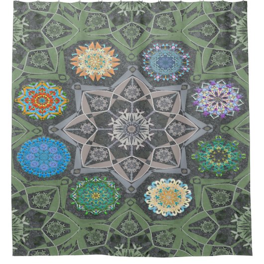 Rideaux De Douche Octo plus brillant arabesque Moorisque Pierre vert (Devant)