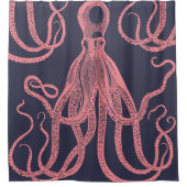Rideaux De Douche Octopus antique rose sur bleu (Devant)