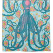 Rideaux De Douche Octopus antique sur Blue Paisley (Devant)
