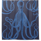Rideaux De Douche Octopus bleu antique sur bleu (Devant)
