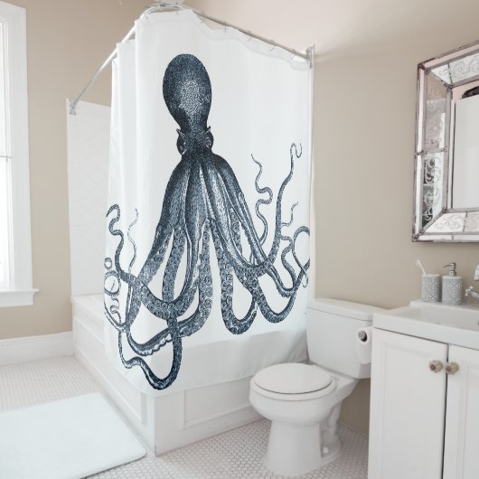 Rideaux De Douche Octopus bleu foncé (En situation)