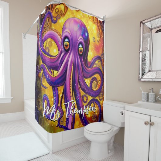 Rideaux De Douche Octopus Calmar de mer Animaux Tentacles aquatiques (En situation)