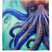 Rideaux De Douche Octopus Dreamus Blue Ocean Wave Pop Art (Devant)