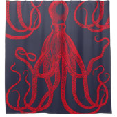 Rideaux De Douche Octopus rouge antique en bleu (Devant)