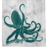 Rideaux De Douche Octopus turquoise sur Arrière - plan antique (Devant)