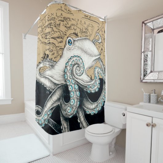 Rideaux De Douche Octopus Vintage (En situation)