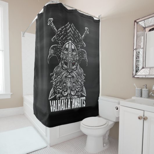 Rideaux De Douche Odin ravens Viking Mythologie Valhalla attend (En situation)