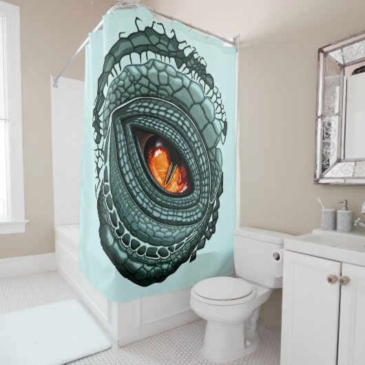 Rideaux De Douche Œil de prédateur reptile primal (En situation)