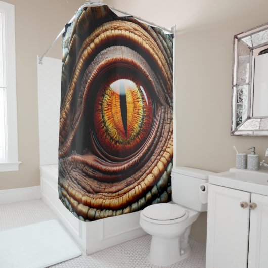 Rideaux De Douche OEil Dinosaure (En situation)