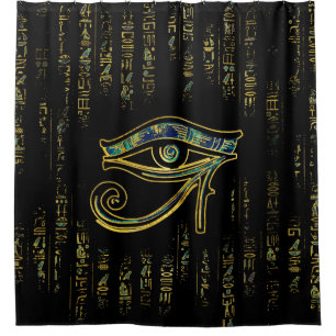 Rideaux De Douche Oeil égyptien de Horus sur les hiéroglyphes et l
