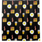 Rideaux De Douche Oeufs, bacon et gaufres Drôle Caricatures alimenta (Devant)