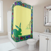 Rideaux De Douche Oeufs de Pâques et monogramme de lapin (En situation)