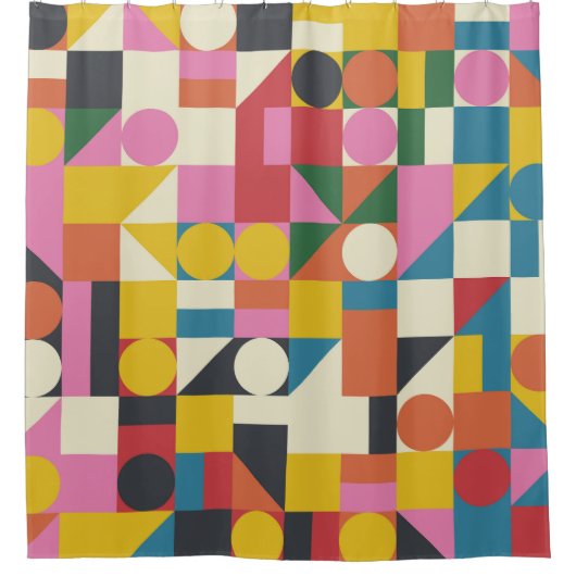 Rideaux De Douche OEuvre Bauhaus : composition géométrique abstraite (Devant)