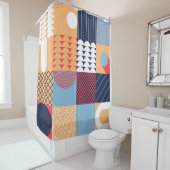 Rideaux De Douche OEuvre carré Abstraite : conception géométrique. (En situation)