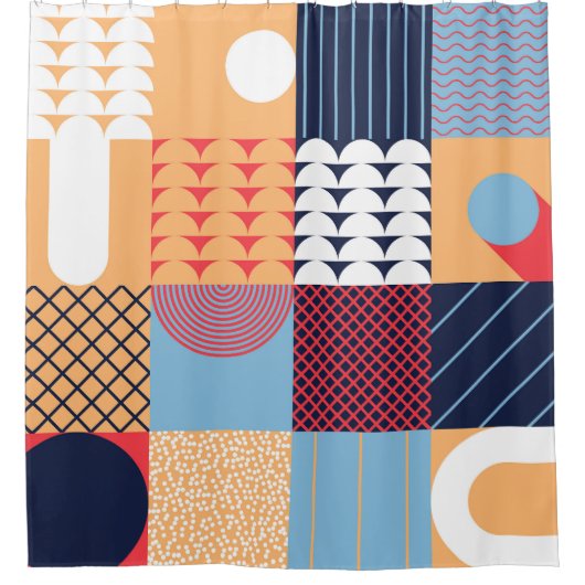 Rideaux De Douche OEuvre carré Abstraite : conception géométrique. (Devant)