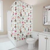 Rideaux De Douche Oeuvre d'aquarelle de fête des anges et cadeaux (En situation)