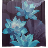 Rideaux De Douche OEuvre d'art acrylique de Lotus Bleu| (Devant)