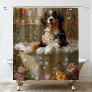 Rideaux De Douche Œuvre d'art de chien de montagne bernois dans une