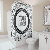 Rideaux De Douche OEuvre de ligne moderne et votre logo avec texte m (En situation)