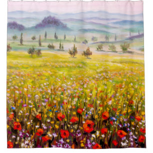 Rideaux De Douche Oeuvre Toscane italienne cyprès paysage avec m