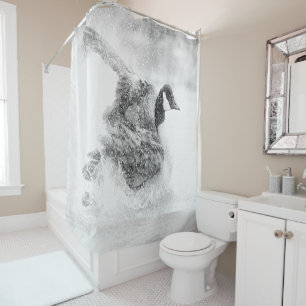 Rideaux De Douche Oie du Canada prenant un bain