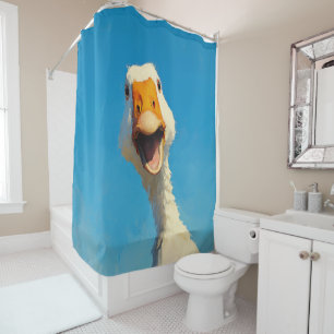 Rideaux De Douche Oie joyeuse sous un ciel bleu