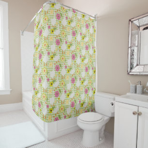 Rideaux De Douche Oies mignonnes Aux Fleurs Dessinées À La Main - Gr