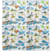 Rideaux De Douche Oies Mouettes Canards Pigeons Oiseaux de rivage (Devant)